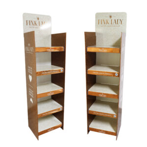 Kệ trưng bày mỹ phẩm bằng carton sóng.