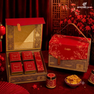 Hộp trung thu cao cấp "Thu Cát Tường" - Thiết kế gỗ thông phối giấy